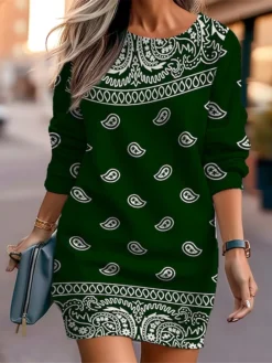 Women's Casual Dress Sweatshirt Dress Mini Dress Warm Fashion Outdoor Vacation Going Out Crew Neck Print Floral Print Loose Fit Black Burgundy Royal Blue S M L XL XXL -HANs Plus Size Style Shop hpbtwp1694596721517