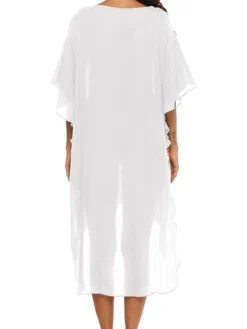 Women's Swimwear Cover Up Beach Dress Normal Swimsuit Splice Floral White Black Navy Blue V Wire Bathing Suits New Vacation Fashion /y / Modern -HANs Plus Size Style Shop hsdvro1652335465758