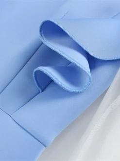 Women's Plus Size Curve Party Dress Work Dress Bodycon Plain Midi Dress Long Sleeve Ruffle Mesh Crew Neck Fashion Party Sky Blue Fall Winter XL XXL 3XL 4XL -HANs Plus Size Style Shop hseqty1694425967116