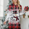 Women's Casual Dress Hoodie Dress Mini Dress Warm Fashion Outdoor Christmas Holiday Hoodie Print Geometric Snowman Snowflake Loose Fit Red Navy Blue Blue S M L XL XXL