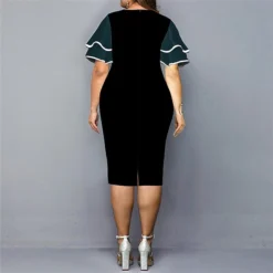 Women‘s Plus Size Curve Party Dress Color Block Crew Neck Print Short Sleeve Spring Fall Work Casual Prom Dress Knee Length Dress Casual Daily DressHomecoming Dress -HANs Plus Size Style Shop hsrrjs1639471970751