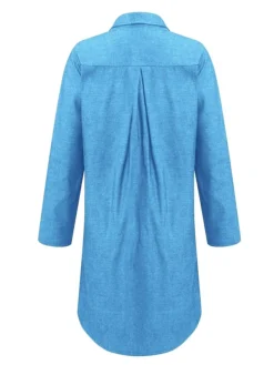 Women's Shirt Dress Casual Dress Shift Dress Midi Dress Outdoor Winter Dress Daily Polyester Basic Casual Shirt Collar Button Pocket Long Sleeve Winter Fall Spring 2023 Regular Fit Black Navy Blue -HANs Plus Size Style Shop hvfbgw1689733240680