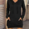 Women's Casual Dress Hoodie Dress Winter Dress Mini Dress Pocket Outdoor Daily Going Out Active Fashion Hooded Long Sleeve 2023 Loose Fit Black Red Navy Blue Color S M L XL XXL Size