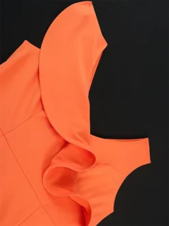 Women's Plus Size Curve Party Dress Bodycon Sheath Dress Plain Midi Dress Sleeveless Ruffle V Neck Fashion Party Orange Spring Fall XL XXL 3XL 4XL -HANs Plus Size Style Shop hzgwkr1694165783576