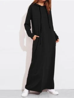 Women‘s Pajamas Winter Nightgown Dress Nighty Pure Color Comfort Home Daily Cotton Hoodie Long Sleeve Pocket Hoodie Winter Fall Red Gray / Pjs -HANs Plus Size Style Shop iaxuam1658904752598