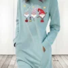 Women's Christmas Hoodie Dress Winter Dress Light Blue Grey White Long Sleeve Santa Claus Pocket Print Winter Fall Crew Neck Stylish Casual Loose Fit 2022 S M L XL 2XL / Cotton
