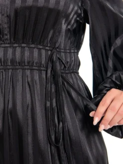 Women's Plus Size Curve Work Dress Satin Dress Black Dress Plain Midi Dress Long Sleeve Split V Neck Fashion Office Black Fall Winter L XL XXL 3XL 4XL -HANs Plus Size Style Shop idhswg1694772911645