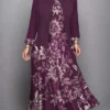 Women's Plus Size Curve Casual Dress Dress Set Two Piece Dress Floral Midi Dress Long Sleeve Print Crew Neck Fashion Outdoor Deep Purple Purple Fall Winter L XL XXL 3XL 4XL