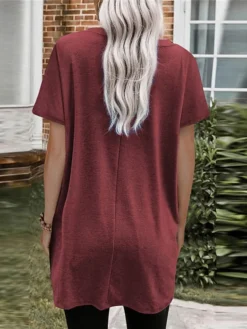 Women's Casual Dress T Shirt Dress Tee Dress Shift Dress Mini Dress Black White Pink Short Sleeve Pure Color Pocket Summer Spring Crew Neck Classic Loose Fit 2023 S M L XL XXL -HANs Plus Size Style Shop idxlfc1670920572743