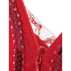 Women's Retro 1920s Fringe Dress Midi Dress Party Halloween Sequins Tassel Fringe Floral V Neck Short Sleeve Regular Fit Spring Fall 2023 Silver Red S M L XL -HANs Plus Size Style Shop ifgooo1692856711993