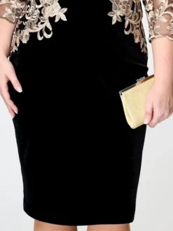 Women‘s Plus Size Curve Party Dress Floral Crew Neck Lace 3/4 Length Sleeve Spring Fall Elegant Prom Dress Midi Dress Formal Party Dress -HANs Plus Size Style Shop ifrwzn1661237576117