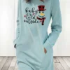 Women's Casual Dress Sweatshirt Dress Shift Dress Mini Dress Light Blue White Grey Long Sleeve Letter Pocket Fall Winter Autumn Crew Neck Stylish Winter Dress Christmas Fall Dress Loose Fit 2023 S M