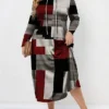 Women's Plus Size Curve Hoodie Dress Casual Dress Winter Dress Plaid Long Dress Maxi Dress Long Sleeve Pocket Print Hooded Fashion Outdoor Gray Fall Winter L XL XXL 3XL 4XL