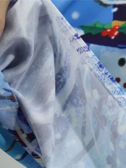 Women's Christmas Casual Dress Swing Dress Midi Dress Blue Royal Blue Dark Blue Light Blue Sleeveless Santa Claus Snowman Mesh Print Winter Fall Crew Neck Vacation Vintage 2022 S M L XL XXL -HANs Plus Size Style Shop ikotmk1666597377512