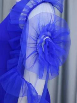 Women's Plus Size Curve Party Dress Formal Dress A Line Dress Plain Midi Dress Long Sleeve Pleated Ruffle Crew Neck Fashion Party Blue Fall Winter XL XXL 3XL 4XL -HANs Plus Size Style Shop imigki1694425981938