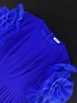 Women's Plus Size Curve Party Dress Formal Dress A Line Dress Plain Midi Dress Long Sleeve Pleated Ruffle Crew Neck Fashion Party Blue Fall Winter XL XXL 3XL 4XL -HANs Plus Size Style Shop immgbt1694425985797