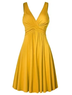 Women's Casual Dress Summer Dress Pleated Dress Plain Ruched Backless Strap Mini Dress Active Fashion Outdoor Street Sleeveless Regular Fit Black Yellow Wine Summer Spring S M L XL XXL -HANs Plus Size Style Shop ioqisu1678361294760