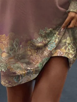 Women's Casual Dress Sweatshirt Dress Mini Dress Warm Fashion Outdoor Vacation Going Out Crew Neck Print Floral Regular Fit Pink S M L XL XXL -HANs Plus Size Style Shop irhszr1696942632797