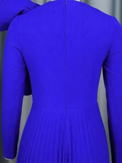 Women's Plus Size Curve Party Dress Work Dress Swing Dress Plain Long Dress Maxi Dress Long Sleeve Pleated Ruffle Crew Neck Fashion Party Blue Fall Winter XL XXL 3XL 4XL -HANs Plus Size Style Shop isgudb1694425972384