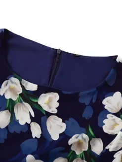 Women‘s Plus Size Curve Casual Dress Swing Dress A Line Dress Floral Long Dress Maxi Dress Short Sleeve Mesh Print Crew Neck Elegant Daily Dark Blue Summer Spring L XL XXL 3XL 4XL -HANs Plus Size Style Shop isxzgw1684146506610