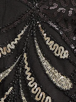 Women's Retro 1920s Fringe Dress Midi Dress Party Halloween Sequins Tassel Fringe Floral V Neck Sleeveless Regular Fit Spring Fall 2023 Black Gold S M L XL -HANs Plus Size Style Shop itygna1692947810277