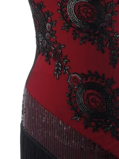 Women's Retro 1920s Fringe Dress Midi Dress Party Halloween Sequins Tassel Fringe Floral Spaghetti Strap Sleeveless Regular Fit Spring Fall 2023 Silver Red S M L XL -HANs Plus Size Style Shop iudbku1693206900691