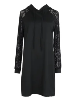 Women's Casual Dress Hoodie Dress Mini Dress Active Daily Outdoor Holiday Vacation Hoodie Solid Color Loose Fit Black S M L XL -HANs Plus Size Style Shop ivewgb1695106770466