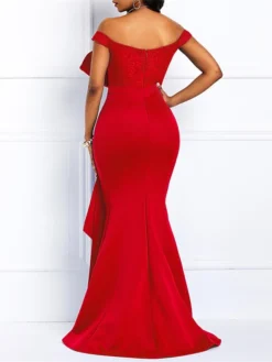 Women‘s Plus Size Curve Party Dress Color Block Off Shoulder Short Sleeve Spring Fall Stylish Prom Dress Maxi Long Dress Party Vacation Dress Sequin Dress -HANs Plus Size Style Shop iwyazm1663739321651
