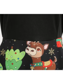 Women's Christmas Swing Dress Knee Length Dress Black Long SleeveTree Bow Print Fall Winter Round Neck VintageParty 2021 S M L XL XXL -HANs Plus Size Style Shop jdpspw1632725400264