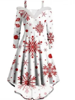 Women's Christmas Shift Dress Vintage Dress Midi Dress Wine Red White Long Sleeve Plaid Faux Fur Trim Winter Fall Autumn Off Shoulder Vintage 2022 S M L XL 2XL