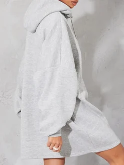 Women's Casual Dress Hoodie Dress Winter Dress Mini Dress Drawstring Daily Date Going Out Fashion Basic Hooded Long Sleeve 2023 Loose Fit Black Gray Color M L XL Size -HANs Plus Size Style Shop jjendf1693813857085