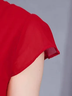 Women's Long Dress Maxi Dress Casual Dress Chiffon Dress Swing Dress Pure Color Casual Mature Outdoor Daily Date Ruched Short Sleeve V Neck Dress Regular Fit White Pink Red Summer Spring M L XL XXL -HANs Plus Size Style Shop jldkqf1684492689507