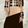 Women‘s Christmas Sweatshirt Dress Shift Dress Mini Dress Blue Pink Fuchsia Long Sleeve Plaid Pocket Winter Fall Autumn Crew Neck Loose Fit 2022 S M L XL XXL 3XL