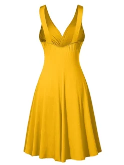 Women's Casual Dress Summer Dress Pleated Dress Plain Ruched Backless Strap Mini Dress Active Fashion Outdoor Street Sleeveless Regular Fit Black Yellow Wine Summer Spring S M L XL XXL -HANs Plus Size Style Shop jmxeqx1678361295121