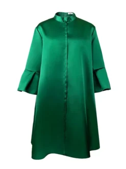 Women‘s Plus Size Curve Party Dress Solid Color Stand Collar Long Sleeve Winter Fall Elegant Formal Mini Dress Party Cocktail Party Dress -HANs Plus Size Style Shop jptvoc1669974350053