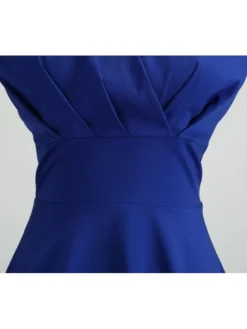 Women's Swing Dress Vintage Tea Dresses Midi Dress Black Yellow Pink Short Sleeve Pure Color Ruched Spring Summer Crew Neck Vintage Daily Weekend Slim S M L XL XXL -HANs Plus Size Style Shop jyjhoz1629364278097