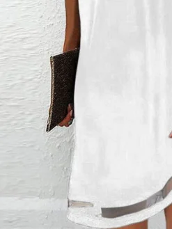 Women's Casual Dress Shift Dress Mini Dress White Red Short Sleeve Pure Color Lace Summer Spring V Neck Classic 2023 S M L XL 2XL 3XL -HANs Plus Size Style Shop jzmlcy1672312373244