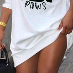 Women's Christmas Casual Dress T Shirt Dress Tee Dress Shift Dress Mini Dress White Long Sleeve Letter Print Winter Fall Autumn Crew Neck Fashion Daily Loose Fit 2022 S M L XL XXL 3XL -HANs Plus Size Style Shop kaywqx1667801230711