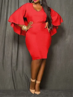 Women‘s Plus Size Curve Work Dress Sheath Dress Formal Dress Floral Midi Dress 3/4 Length Sleeve Ruffle V Neck Elegant Office Black White Spring Summer L XL XXL 3XL -HANs Plus Size Style Shop kcgzia1672986153373