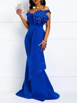 Women‘s Plus Size Curve Party Dress Sheath Dress Black Dress Solid Color Long Dress Maxi Dress Sleeveless Lace Ruffle Off Shoulder Fashion Party Yellow Red Summer Spring L XL XXL 3XL -HANs Plus Size Style Shop kcjuii1680602318296