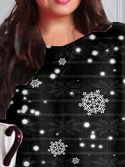 Women‘s Plus Size Christmas Dress Casual Dress Plaid Long Sleeve Winter Fall Casual Mini Dress Holiday Dress -HANs Plus Size Style Shop kfyjyj1667812165236