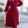 Women's Casual Dress Swing Dress Long Dress Maxi Dress Black Red Royal Blue Long Sleeve Pure Color Lace Up Spring Fall Winter V Neck Fashion 2023 S M L XL