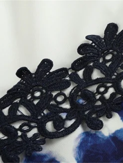 Women‘s Plus Size Curve Work Dress Floral Crew Neck Print 3/4 Length Sleeve Spring Fall Elegant Casual Midi Dress Formal Work Dress -HANs Plus Size Style Shop ktvbmm1630916629535