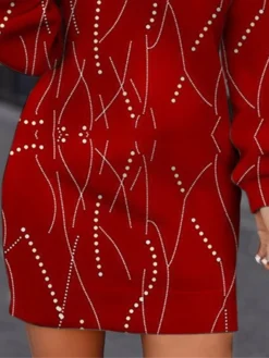 Women's Casual Dress Christmas Dress Sweatshirt Dress Ombre Print Crew Neck Mini Dress Fashion Streetwear Outdoor Christmas Long Sleeve Loose Fit Dark Red Fall Winter S M L XL XXL -HANs Plus Size Style Shop kxsnfe1694758160740