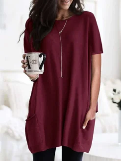 Women's Mini Dress ArmyGreen Malachite Green Black Short Sleeve Pure Color Spring Summer Crew Neck Boom Sale Dress S M L XL 2XL 3XL 4XL 5XL -HANs Plus Size Style Shop kyyiao1624259798847