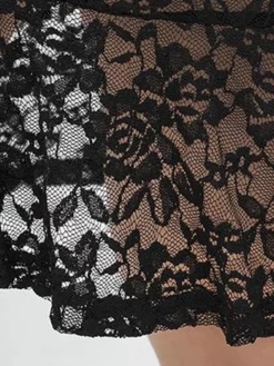 Women's Plus Size Party Dress Lace Dress Cocktail Dress Midi Dress Black 3/4 Length Sleeve Pure Color Lace Spring Fall Winter V Neck Fashion Winter Dress Birthday Wedding Guest 2023 XL XXL 3XL 4XL -HANs Plus Size Style Shop lbmgze1693535472962