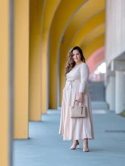 Women‘s Plus Size Curve Casual Dress Swing Dress Solid Color Long Dress Maxi Dress 3/4 Length Sleeve Lace Up Pocket Crew Neck Fashion Daily Yellow Red Spring Summer L XL XXL 3XL -HANs Plus Size Style Shop lcfrdl1687232532683