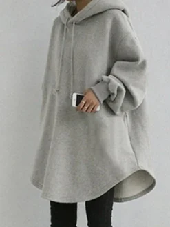 Women's Casual Dress Hoodie Dress Mini Dress Daily Casual Outdoor Vacation Going Out Hoodie Pocket Pure Color Regular Fit Black Blue Gray S M L XL XXL -HANs Plus Size Style Shop lclxhv1695027784634