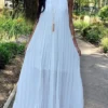 Women's Long Dress Maxi Dress Casual Dress Chiffon Dress White Dress Plain Basic Modern Daily Holiday Date Pleated Sleeveless Halter Dress Loose Fit Black White Navy Blue Summer Spring S M L XL