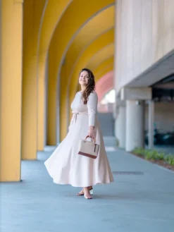 Women‘s Plus Size Curve Casual Dress Swing Dress Solid Color Long Dress Maxi Dress 3/4 Length Sleeve Lace Up Pocket Crew Neck Fashion Daily Yellow Red Spring Summer L XL XXL 3XL -HANs Plus Size Style Shop legptm1687232551497